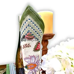 Vineyard Harmony Floral Cotton Set of Four Napkins, Eclectic