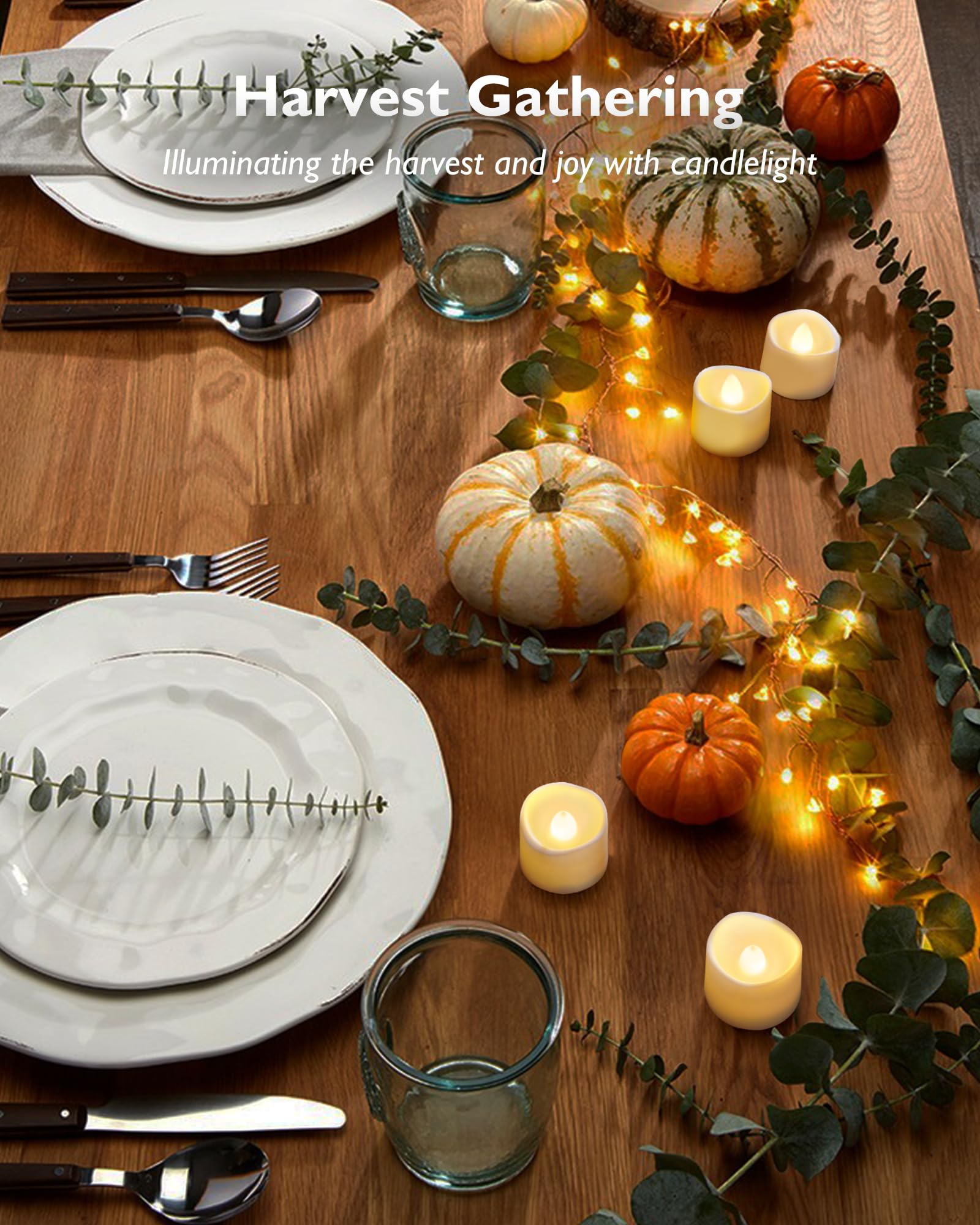 24-Pack / 48-Pack Novelty Flickering Flameless Tea Lights Candles, 200+Hours Battery-Operated LED Fake Candles for Wedding Table Centerpieces,Proposal,Anniversary, White Base, Ø1.5'' × H1.3''