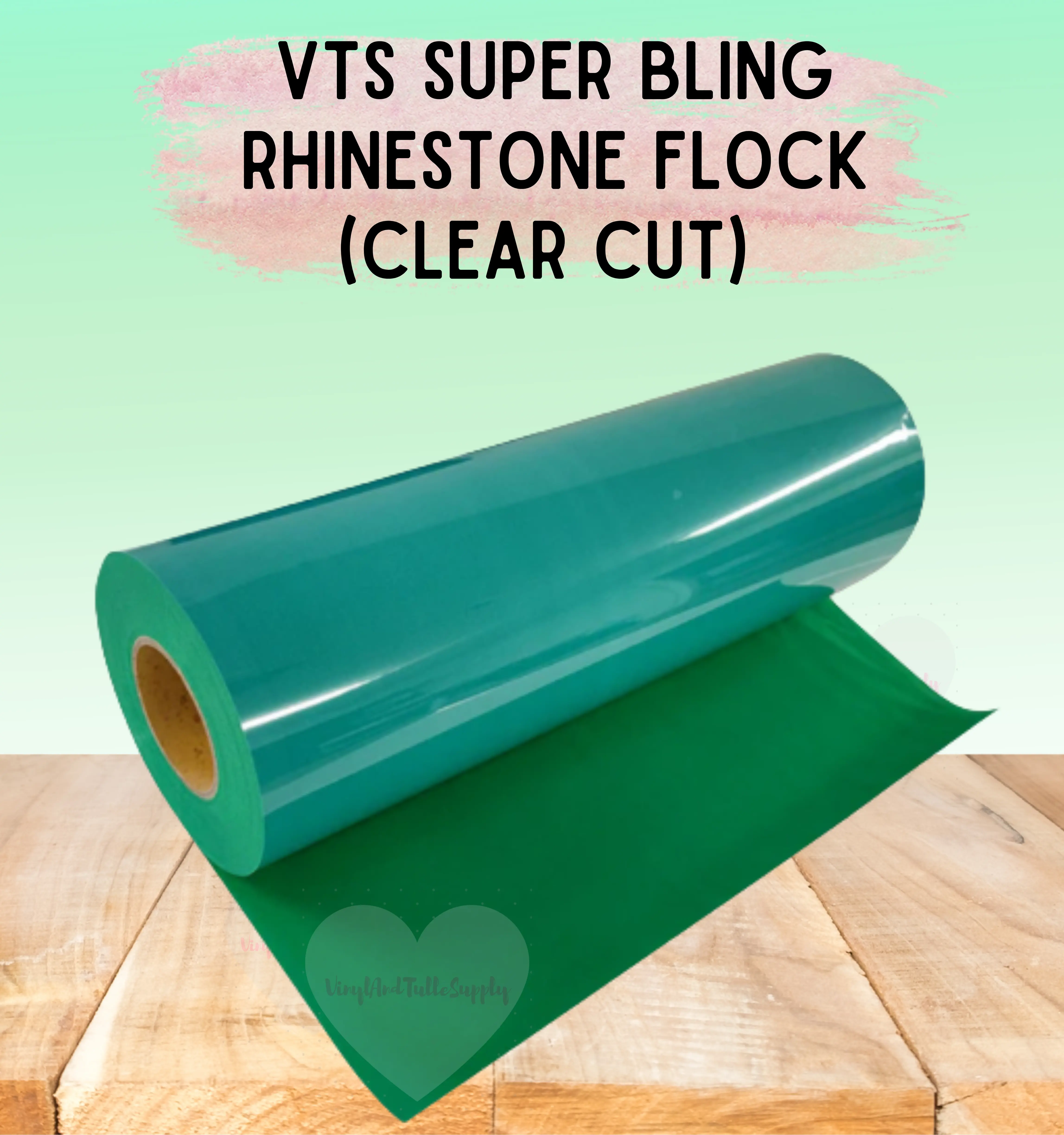 VTS Super Bling Rhinestone Flock PVC Template - 12" Width, 40mils Thick, Smooth Surface, Sticky Backing, Precise Designs, Easy Cutting, Blade-Life Saver, Compatible with Craft & Commercial Machines