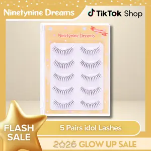 Ninetynine Dreams 5 Pairs idol Lashes | Natural Soft Glam False Strip Eyelashes — K-pop Inspired 9-13mm C+ Spiky Lightweight Reusable Durable Strip Lashes for Daily Makeup