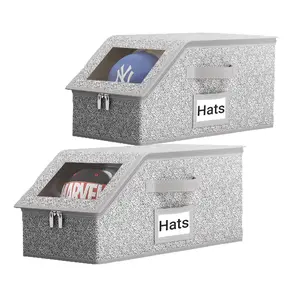 Hat Storage for Baseball Caps Holds up to 12 Caps Hat Organizer for Closet Sturdy Hat Boxes for Men with Cardboard Grey Versatile in Storage, cap storage box