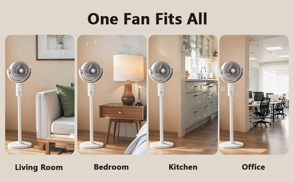 2026 Upgraded 3-in-1 Circulator Fan for Home, Standing & Desktop & Ground Mode, 3D Loop Cooling Oscillating Pedestal Fan with Remote, 9 Speeds, 20dB Quiet DC Motor, 12H Timer Airflow Fan for Bedroom Office