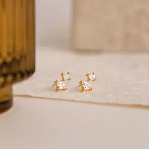 Aria Diamond Drop Studs by Caitlyn Minimalist