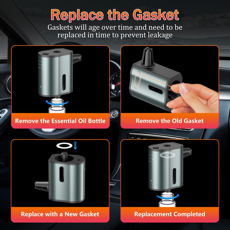 Smart Car Air Freshener with Three Scent Intensity Levels, Portable Waterless Diffuser, Aromatherapy with 3*10ML Natural Perfumes,Random Shipment of Polygon and Circle Shapes