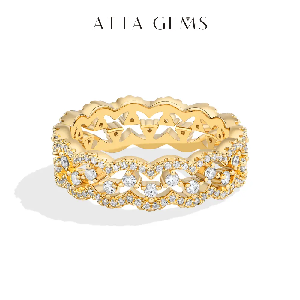 ATTAGEMS 1.5mm Round Cut Lab-Grown Moissanite Ring Eternity Stackable Ring for Women Unisex 925 Sterling Silver Ring Daily Wear Fashion Gift Fine Jewelry R363, Rings
