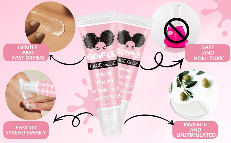 【Valentinesdaygift】Wig Glue Lace Glue for Lace Front Lace Wigs, 0.5 OZ Waterproof Lace Front Wig Glue for Wigs, Strong Hold Transparent Lace Adhesive for Hair