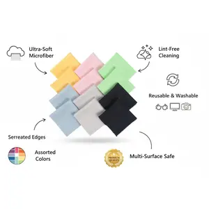 SUNEZLGO 12PCS Microfiber Cleaning Cloths Thickened Eyeglass Cleaning Cloth