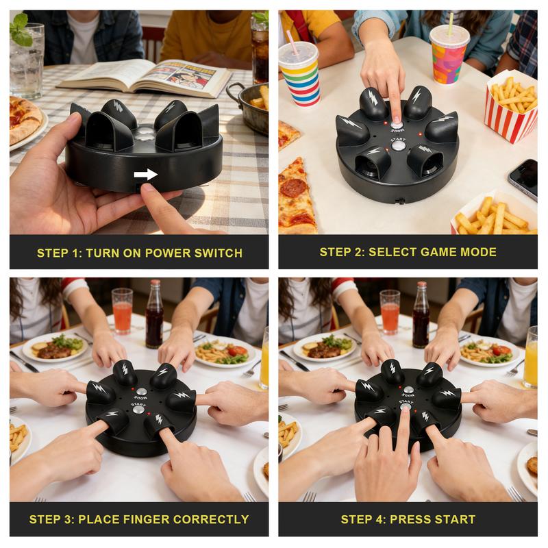 6-Player Electric Shock Roulette - The Ultimate Party Game! 2 Modes (Random Luck & Reaction Test), Safe Shock for Epic Truth or Dare with Friends – Hilarious Christmas Party Gift for Friends & Family
