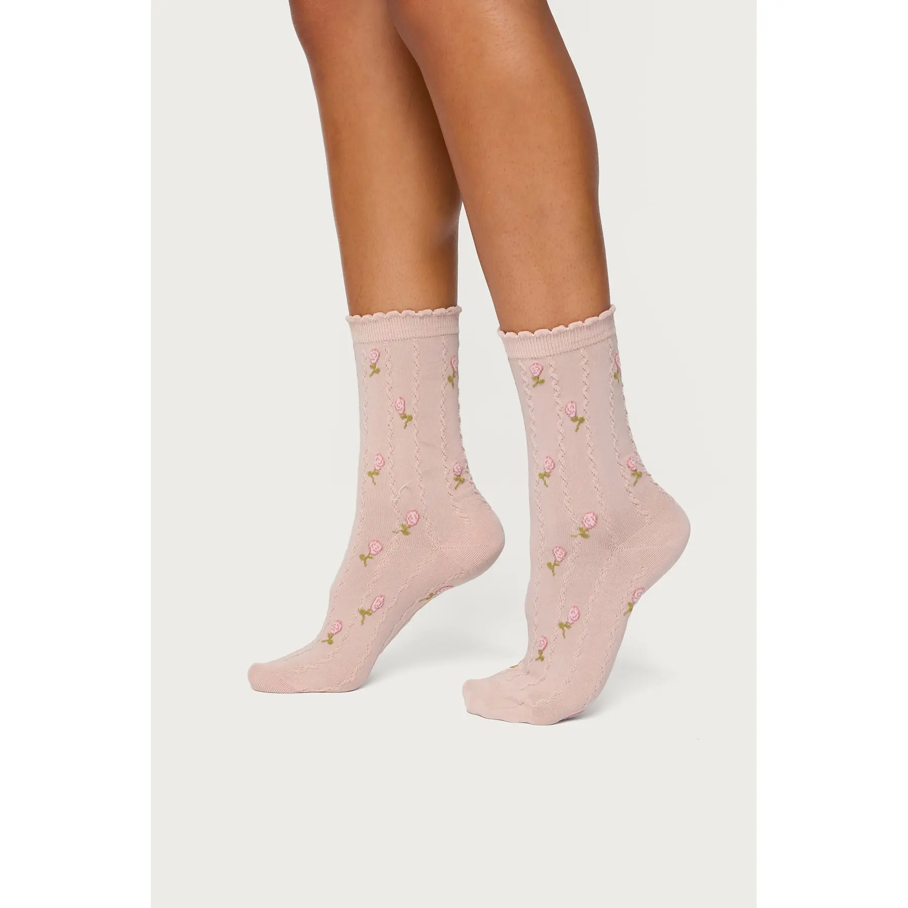 Embroidered Rose Socks