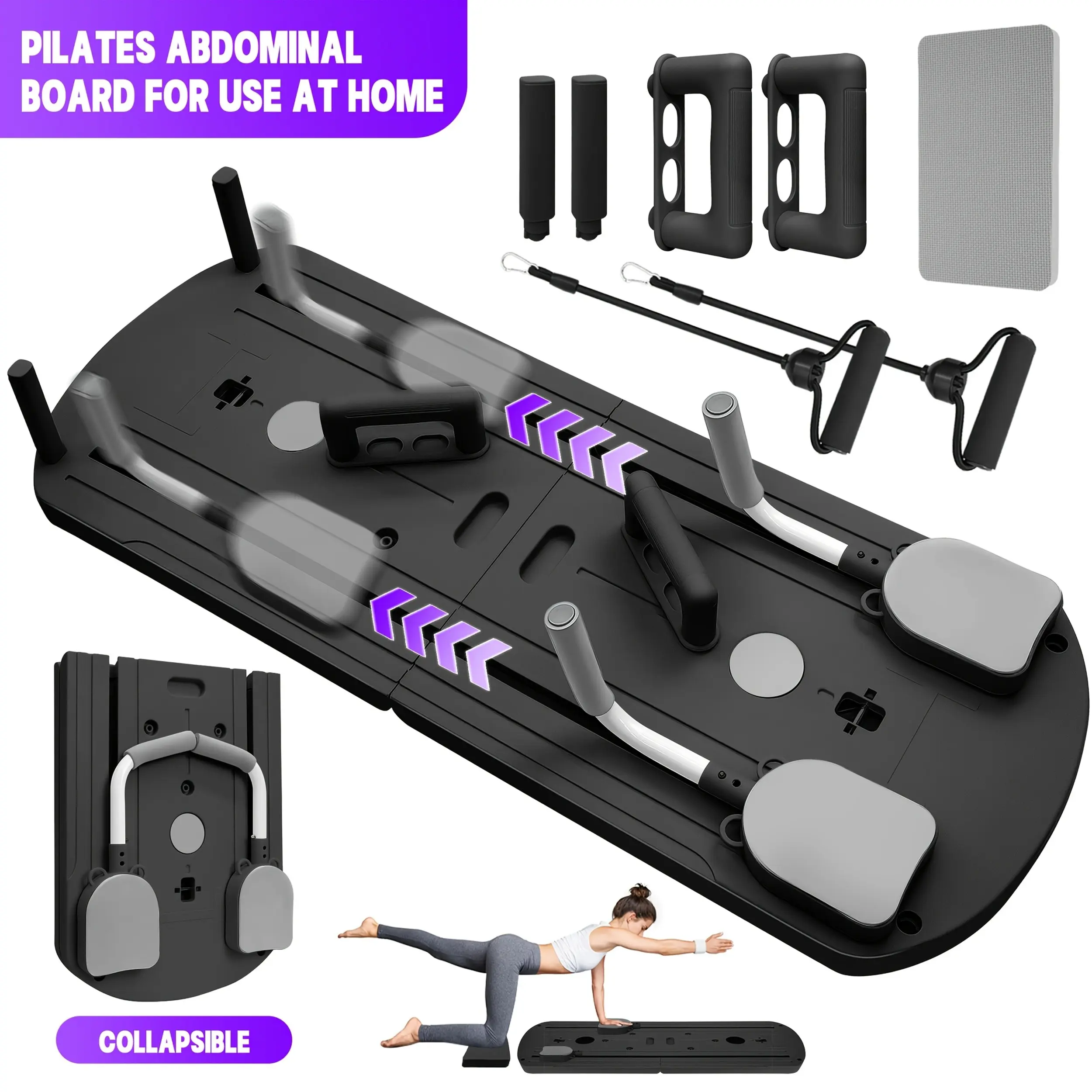 8-in-1 Multi-Functional Foldable Pilates Board, 24 Non-Slip Feet, Small Space Storage for Living Room, Bedroom, Gym, Yoga Room,camping essentials tiktokshopbacktoschool