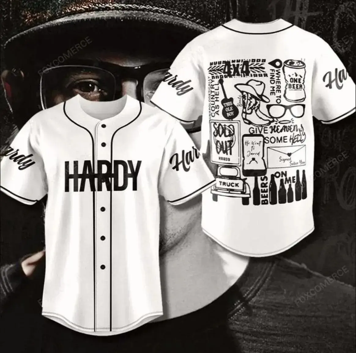 HARDY Concert Tour Baseball Jersey, Country Music Fan Jersey, Retro Country Concert Shirt