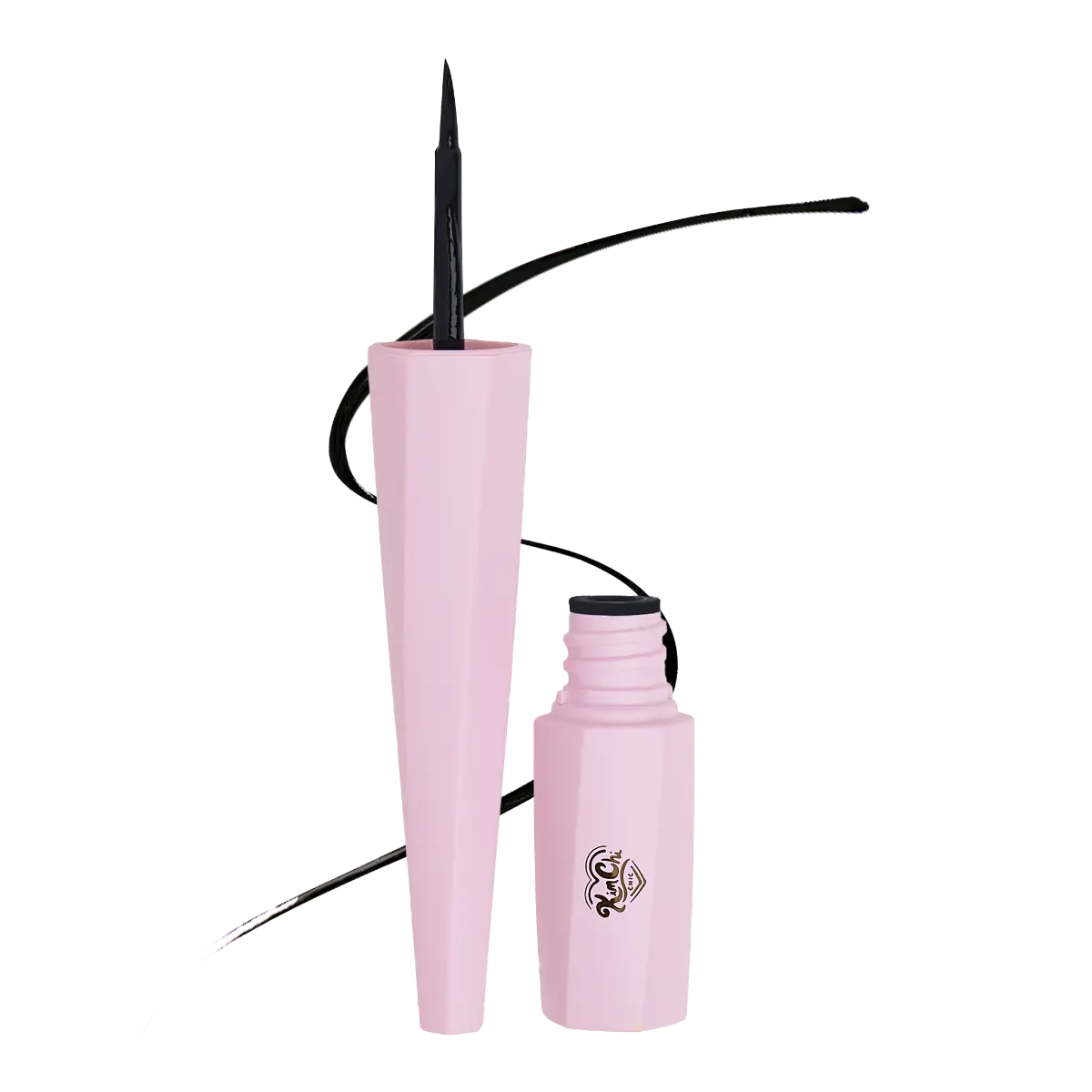KimChi Chic Stage Proof Liquid Liner, Waterproof Black Eyeliner with Felt Tip Brush, Long-Lasting Formula, 0.1 fl oz (3ml)