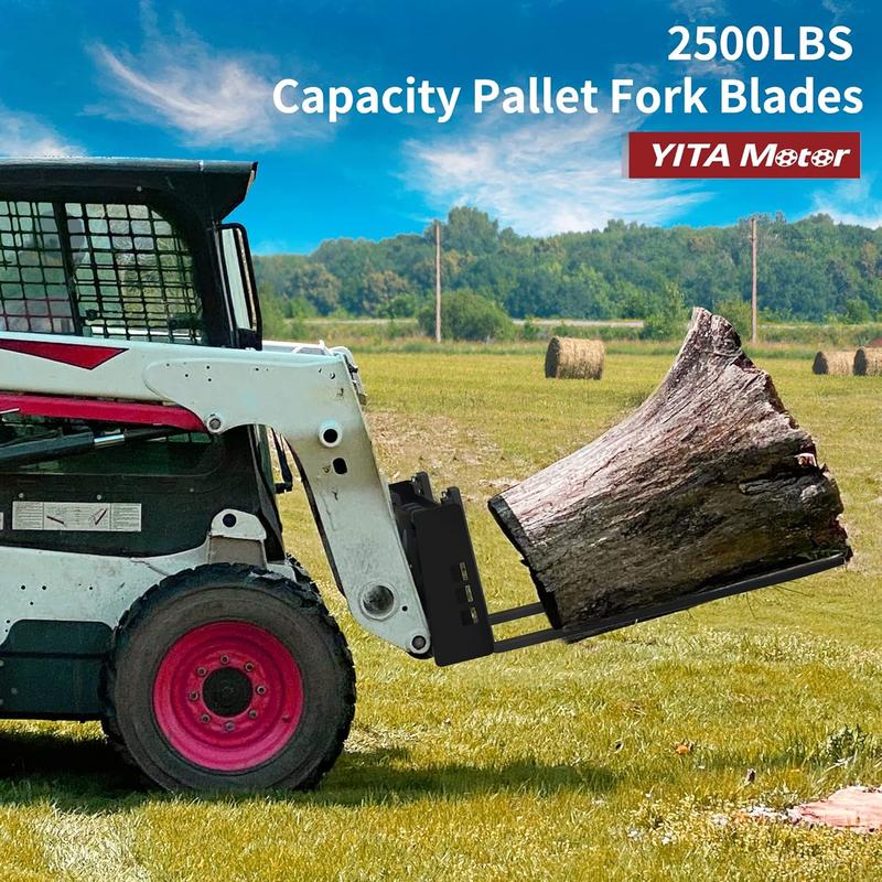 42" Pallet Fork Blades 2500lbs Capacity Forklift Blades for Tractors Loaders Skid Steer Attachment Steering Truck Tires Parts Vehicle