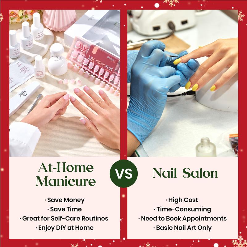 Beetles Chrismas Limited X Press Plus Press On Nails Tips Set, French Tip Pink Brown Short Square Almond Shape Natural Acrylic Nail Tips for Effortless Beauty & DIY Manicures Fall Nail Halloween Nail Black Friday Winter Nail Christmas Gift