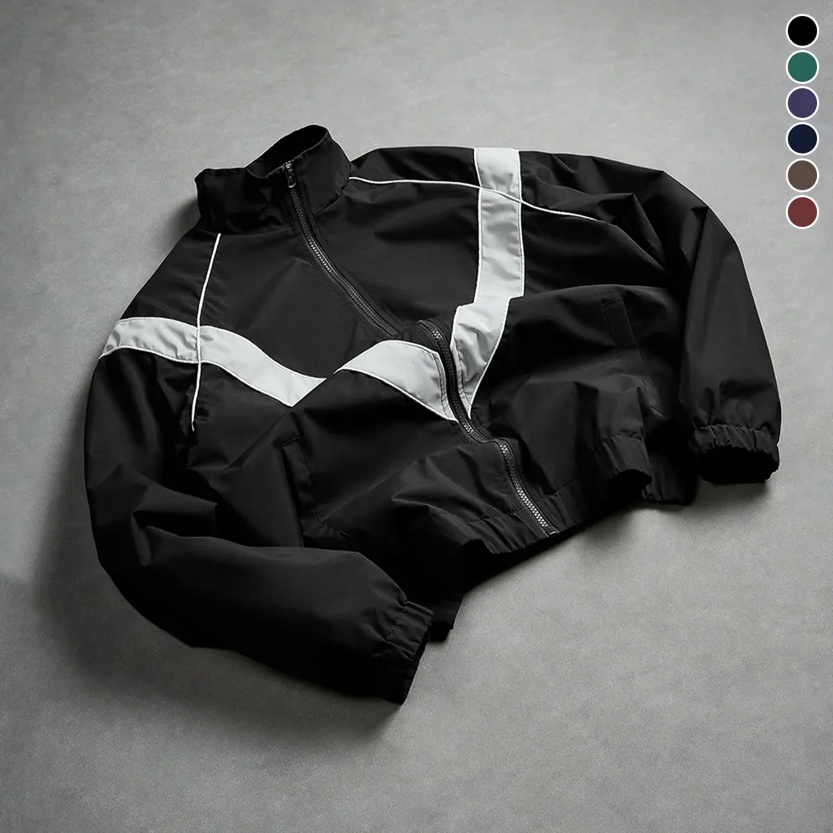 Men’s Lightweight Windbreaker Varsity Jacket – Thin, windproof fabric for cozy wear; street-style functional design; suitable for everyday outings, casual wear, and commuting; stand collar zip-up jacket top.