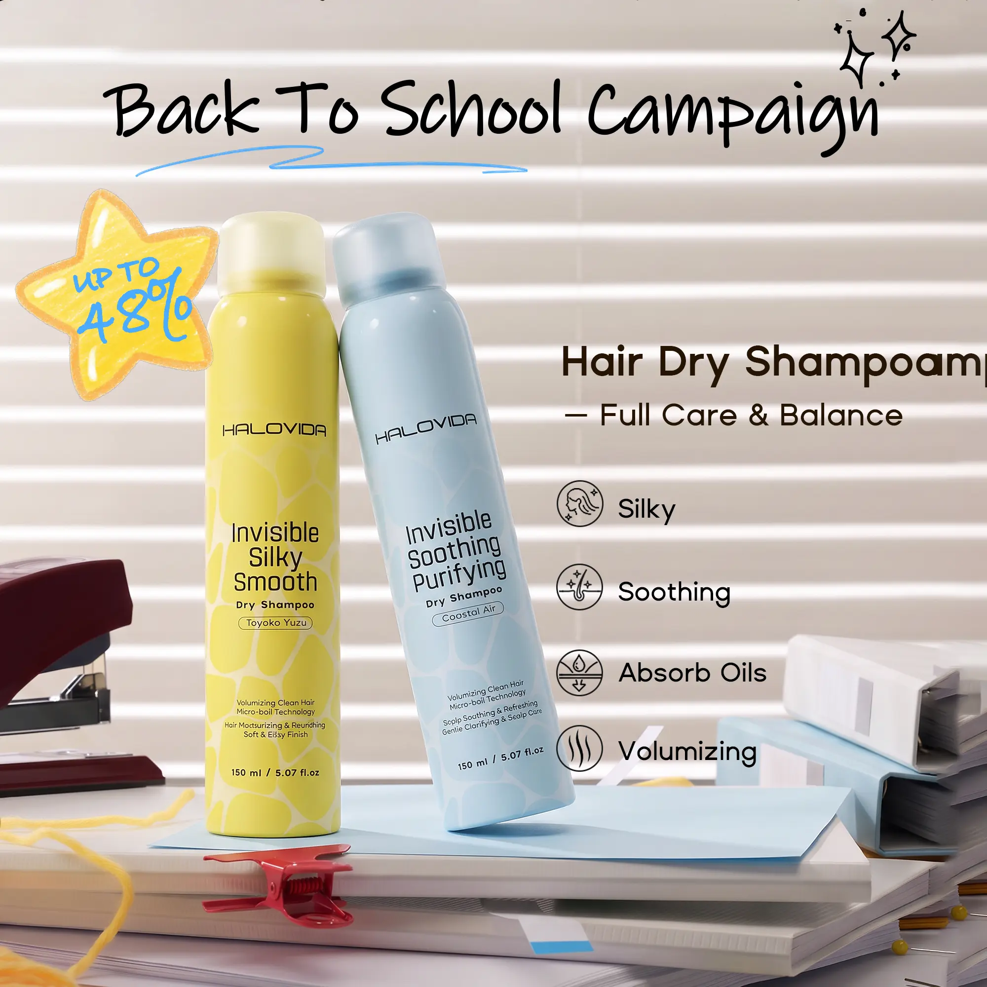 Halovida Instant Fresh Volume Boost Hair Dry Shampoo 5.07 FL.OZ. Refresh Hair and Absorb Oil Between Washes, Purifies scalp,Gentle,Balances oil,Long- lasting fresh volume,Locks in moisture,Boosts shine,