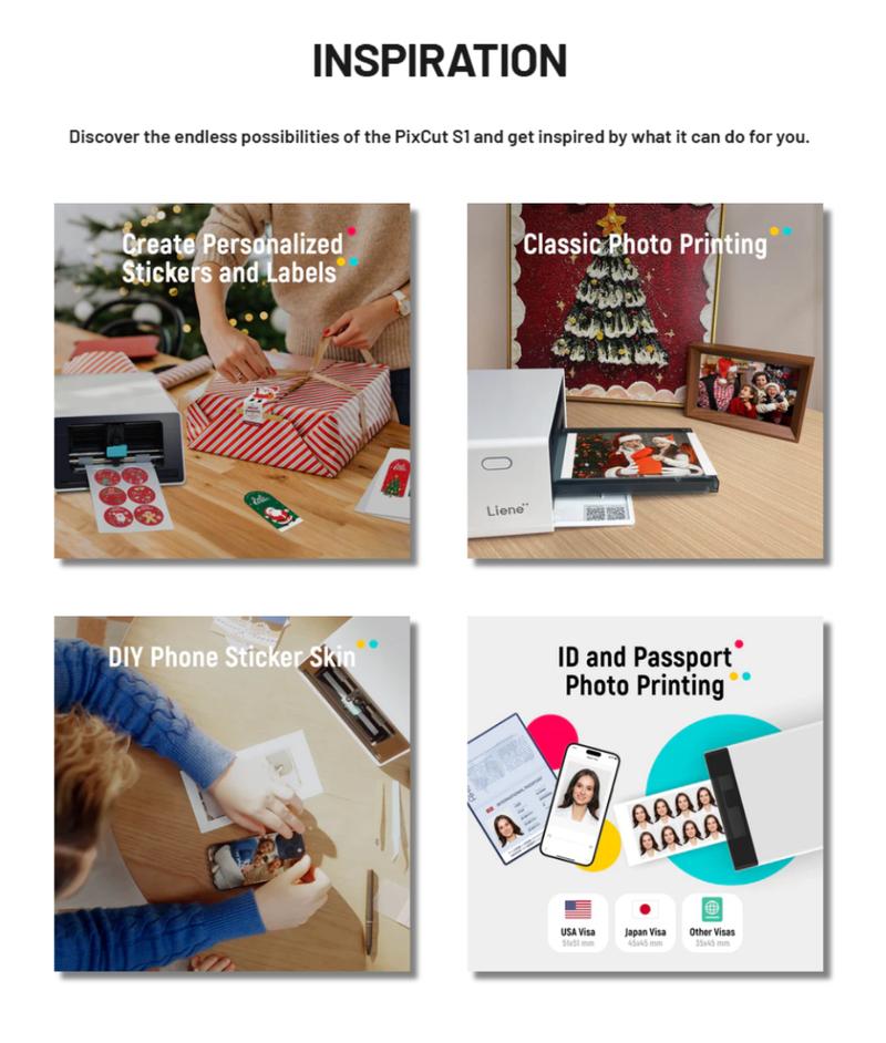 Liene Sticker Paper & Cartridge (Enhanced Adhesion Version) - 2 Ink Cartridge Refills & 72 Sheets 4x7" Photo Paper, Dye Sublimation Waterproof, Compatible with Liene PixCut S1