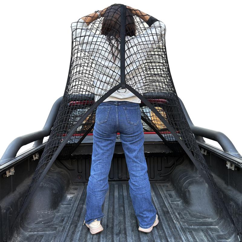 Highly Elastic Cargo Net, Simple Truck Bed Cargo Mesh Organizer, Ideal for ATV, SUV, UTV, Truck and Boat Use Furniture Camping Gear Compact Storage Stretchable