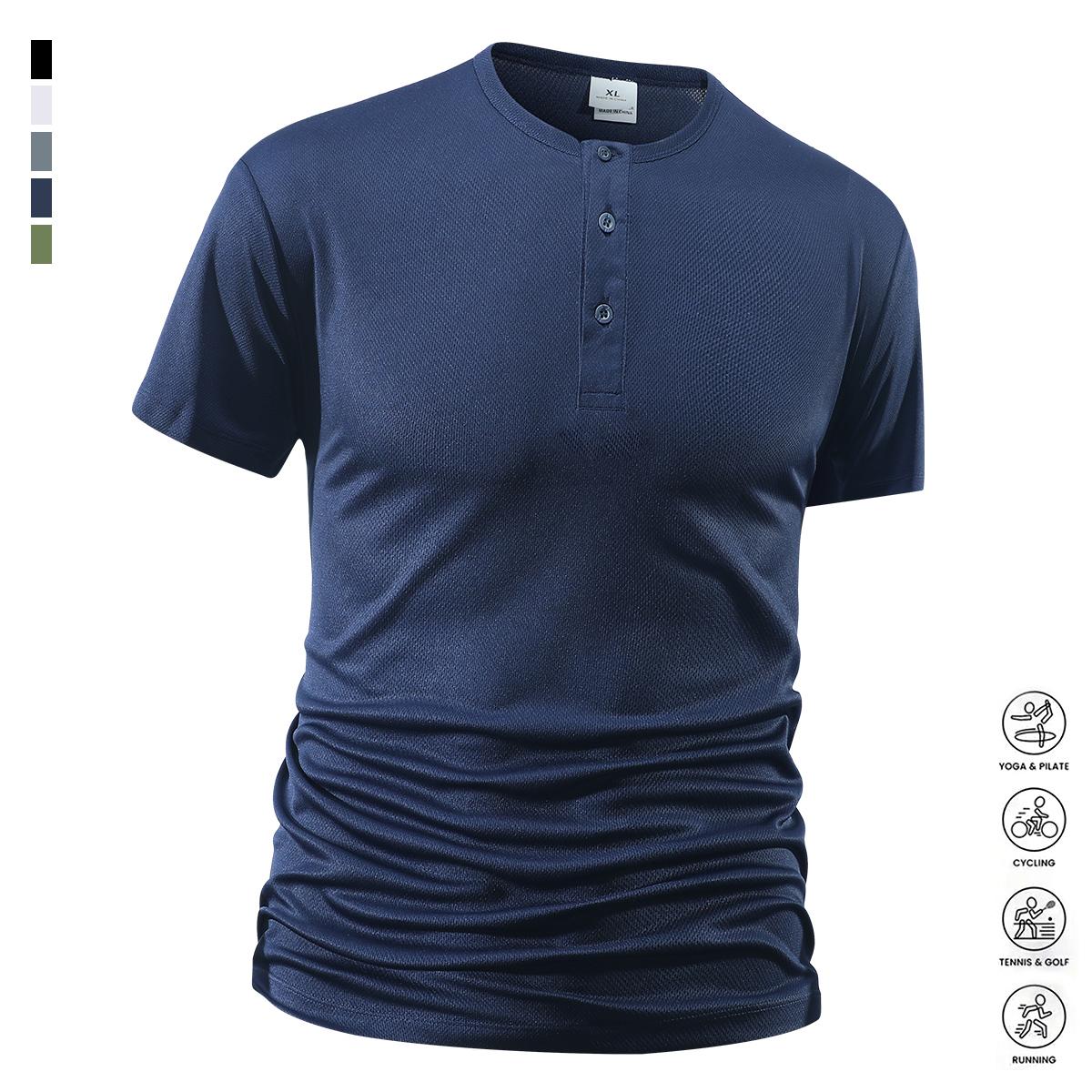 4 Pack Men's Lightweight Casual Short Sleeve Breathable Henley Shirt, Comfortable Versatile Moisture Wicking Quick Dry T-Shirt with Stretch, Fashionable Solid Color Lightweight Trendy Button Down Shirt for Everyday Outdoor Use, Suitable for Casual Outings