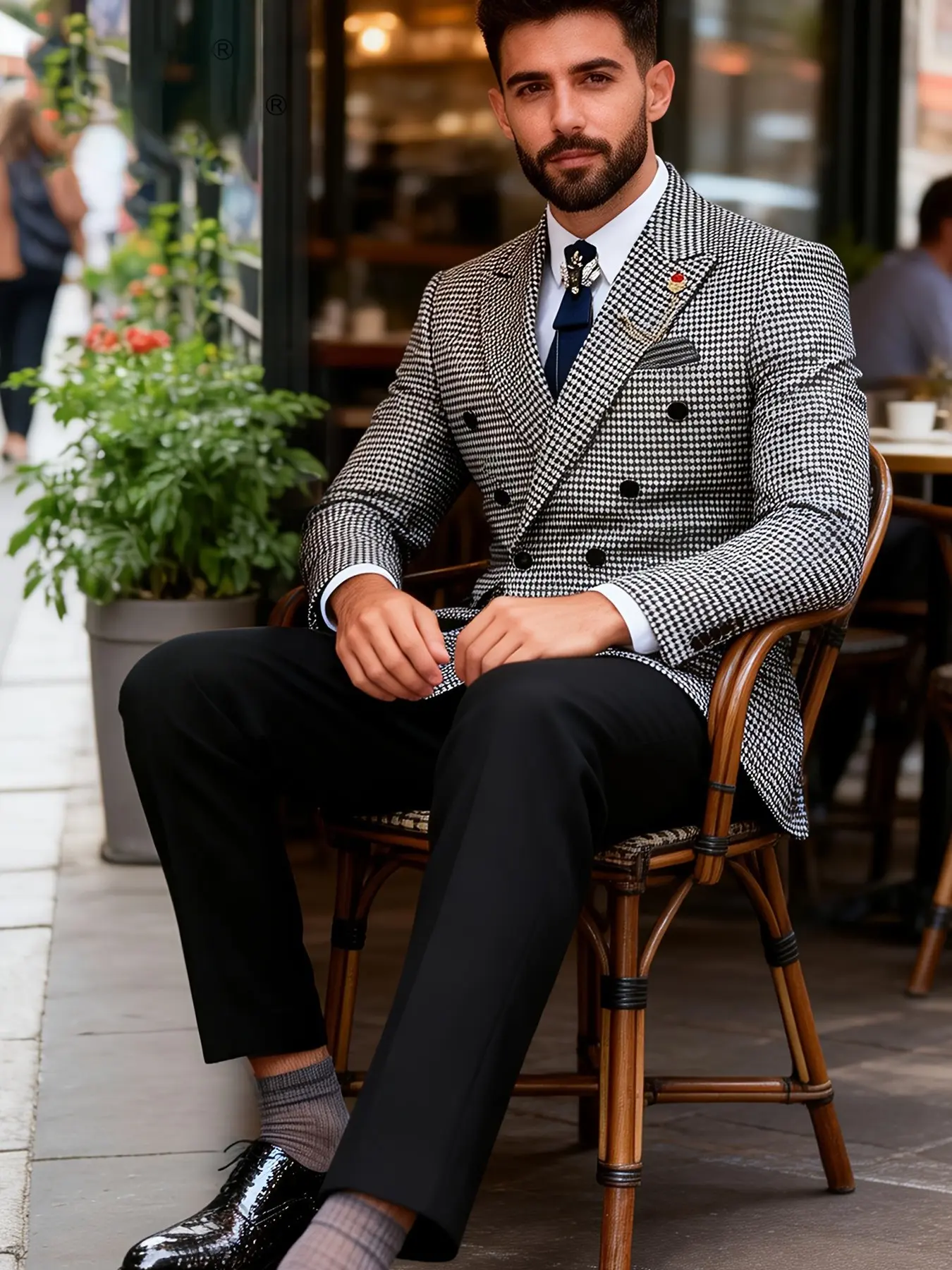 Men's Plaid Suit Jacket + Pants Two-Piece Set, Suits Blazer Pants, Formal Slim Fit, Fashion Business Attire, Suitable for Office and Formal Occasions, No Tie Included