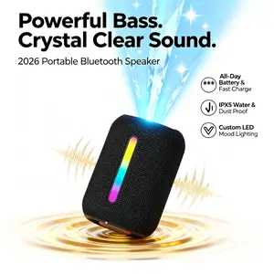 2026 Portable Bluetooth Speaker: Powerful Subwoofer & Crystal Clear Audio, Compact with Custom LED Light, IPX7 Waterproof & Dustproof. All-Day Playtime, Fast Charging, BT 5.3, TWS & Smartphone Sync. Ideal for Outdoor, Travel & Date Nights. Perfect Gift.