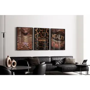 Set of 3 Gold Grills Fashion Illustration Poster Unframed , Black Woman Melanin Wall Art, Hypebeast Aesthetic Luxury Decor,