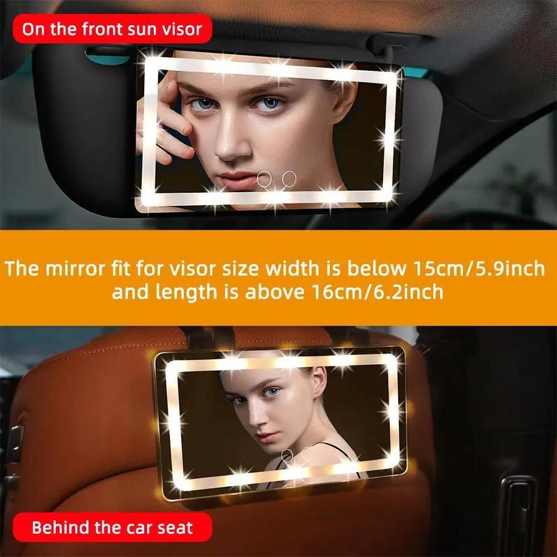 Car Visor Vanity Mirror Rechargeable with 3 Light Modes & 60 LEDs for Car Truck SUV Rear View with Dimmable Touch Screen,Car Mirror as A Gifts, Car Interior Accessories, Gift for Girls, Mums, Girlfriend