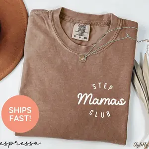 Comfort Colors Step Mamas Club Shirt|  Funny Step Mom Mother's Day Gift|  Step Mama Gift from Kids|  Cool Step Mom Club Tee|  Retro Blended Family Apparel