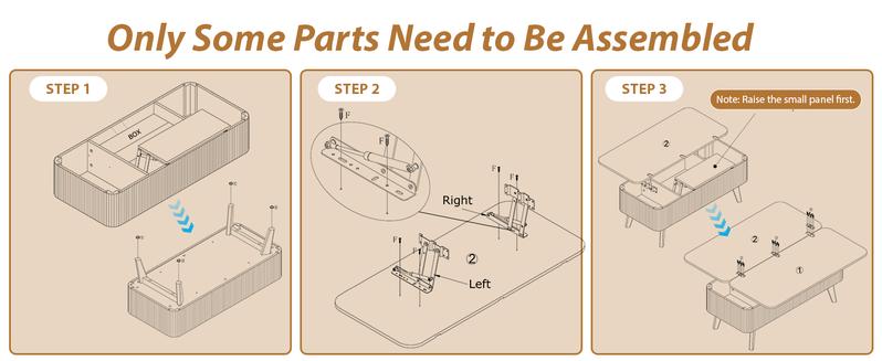 Giratree Fully Assembled Wooden Center Table, Fluted Lift Top Coffee Table with Hidden Compartment, Modern Oval Lift Tabletop for Home Living Room Office
