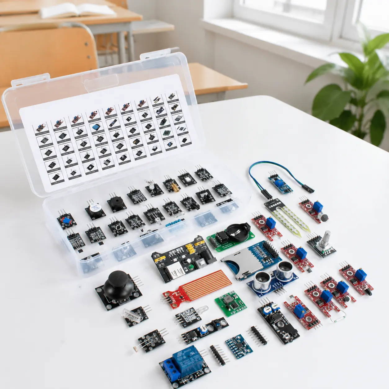 45-in-1 upgraded Arduino sensor kit, better quality than the 37-in-1, student lab STEM electronics learning kit, compatible with Arduino, ESP32, Raspberry Pi, DIY programming starter kit with storage box