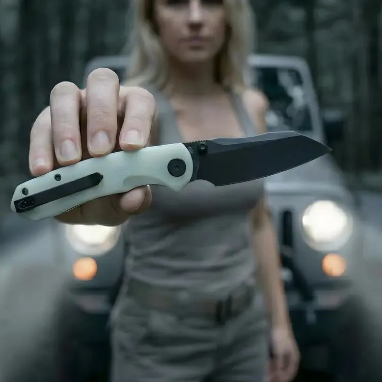Wixco Folding Knife, Black Stonewash 14C28N Blade, White Jade G10 Handle, Liner Lock Mechanism, Smooth Ball Bearing Pivot, Tip-Up Stainless Steel Pocket Clip, Lightweight EDC Knife for Family Needs, Camping, Hiking, Portable Multipurpose Knives, 14C28n St