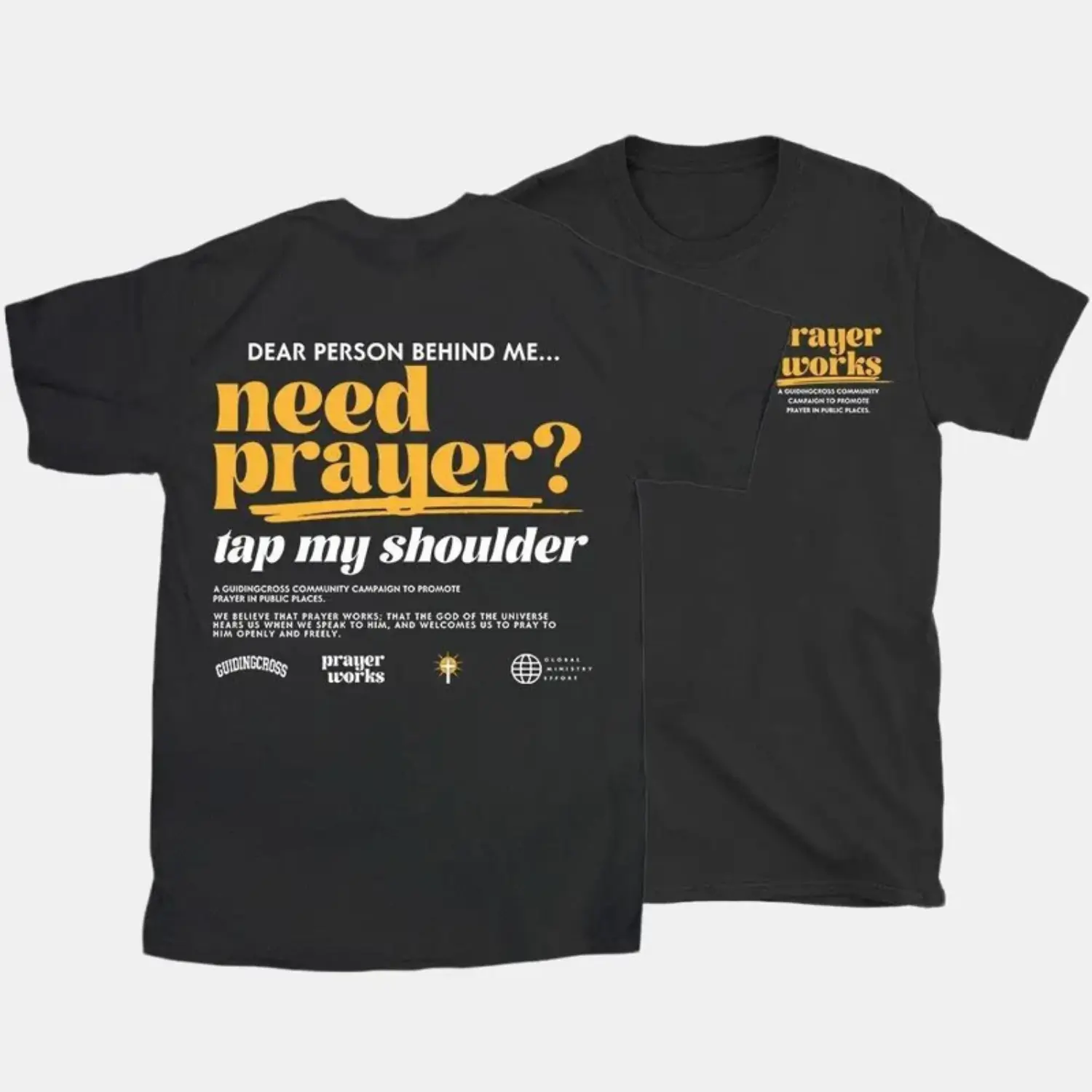 Graphic Tees Need Prayer Tap My Shoulder shirt Christian Washed 2 Side Unisex, Graphic Printed T-Shirt, Casual ,e Breathable Fabric
