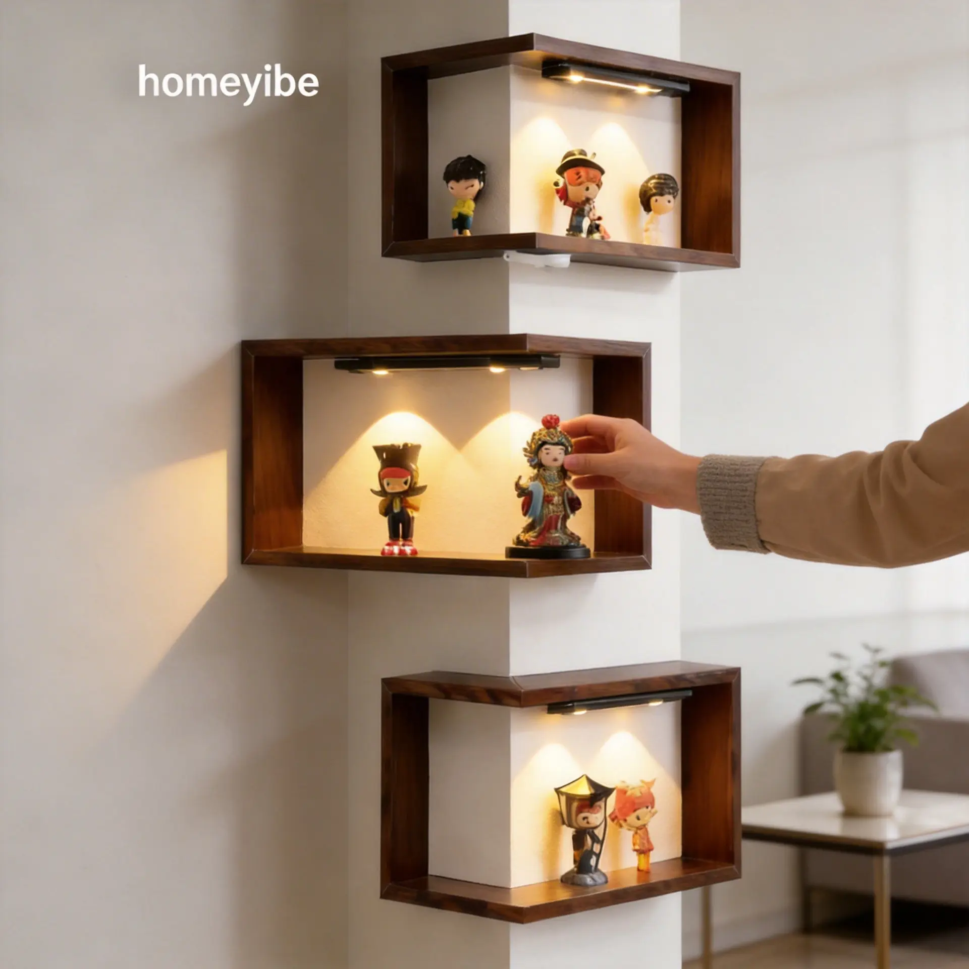 [Big Sale] Homeyibe 3-Tier Floating Corner Shelf - Wall-Mounted Wooden Organizer for Collectibles, Figurines, Home Decor - Space-Saving Multi-Purpose Storage Rack for Home, Kitchen - Budget Gift Option, Floating Shelves, Shelves