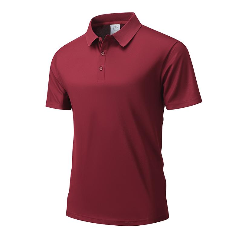Men's Solid Color Turn-down Collar Polo Shirt Short Sleeve Business Casual Simple Slim Fit Breathable T-shirt Office Menswear