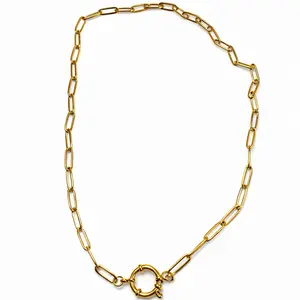 D’Sire Aster Paperclip Clasp Necklace – 18K PVD Gold Stainless Steel