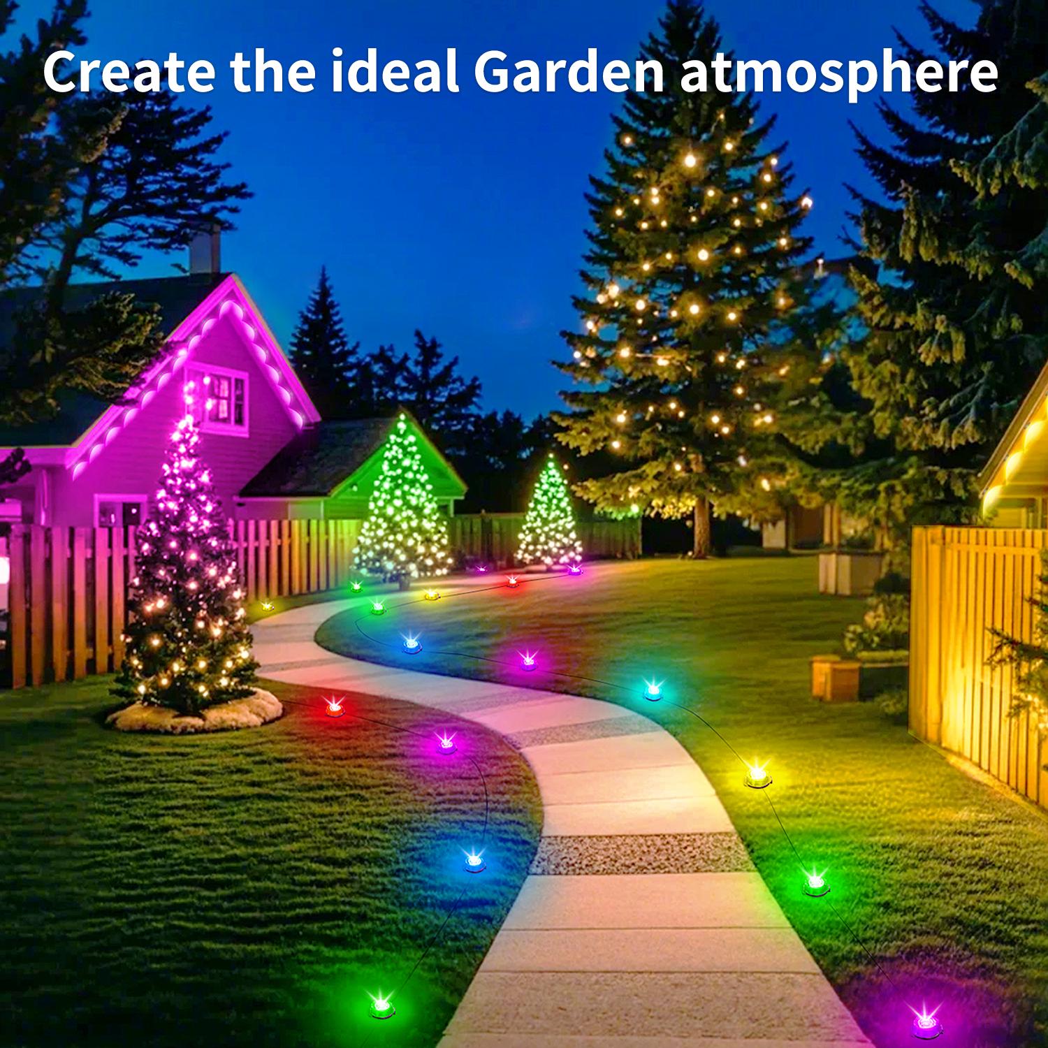 ARTBLEPRO RGB Outdoor Ground LED Lights Pathway Lights with Remote &Smart App Control IP67 Waterproof Color-Changing Best for Yard Lawn Patio Holiday Party Christmas,Halloween,Garden,House Decorations
