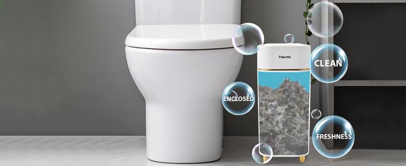 Pukomc Auto-Sensor Trash Bin – Wave & Knee Induction, Quick Voiceless Open, Removable Liner, Battery-Powered White trash cans for kitchen Automatic Dustbin trash cans for kitchen household items