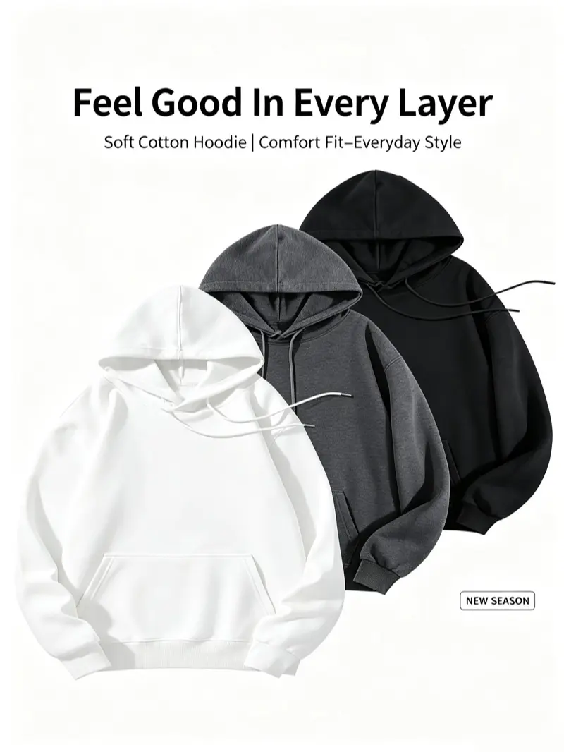 Oversized Plain Cotton Hoodie Perfect Gift For Friends Soft Casual Pullover