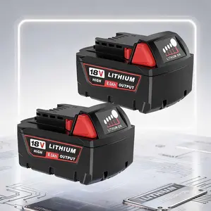 2Packs 8.0Ah Replacement Battery for Milwaukee M-18 18V Lithium 48-11-1862 48-11-1852 48-11-1882 Cordless Tools High Output with LED Display & Protection