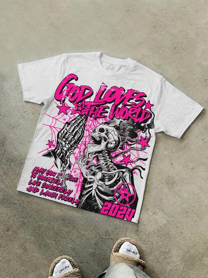 Sopula Studio Men's God Loves The World Graphic Cotton T-Shirt Street Style