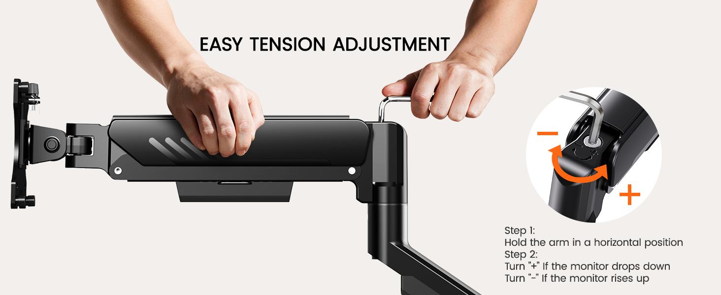 HUANUO Fully Adjustable Single Monitor Arm, Mount for 13–34 Inch Screens, Tool-Free VESA Installation, Cable Management, Supports Up to 19.8 lbs, Max VESA 100x100mm