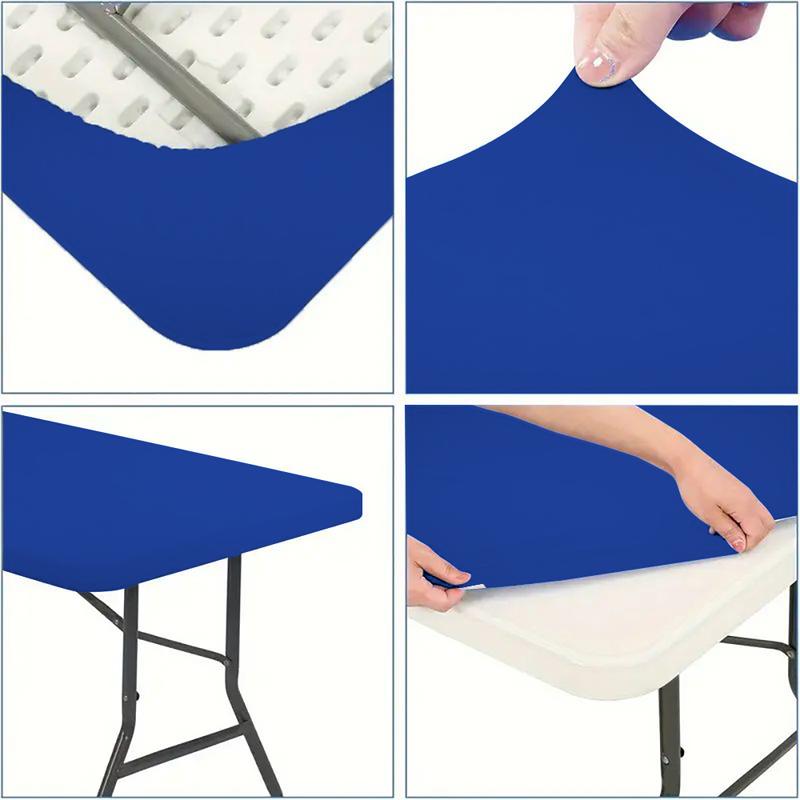 2 Pack Stretch Table Covers for 6FT Tables, Elastic Fitted Rectangle Tablecloths, Washable Spandex Fabric Tabletop Covers for Parties, Weddings, Picnics, Events (30"x72")