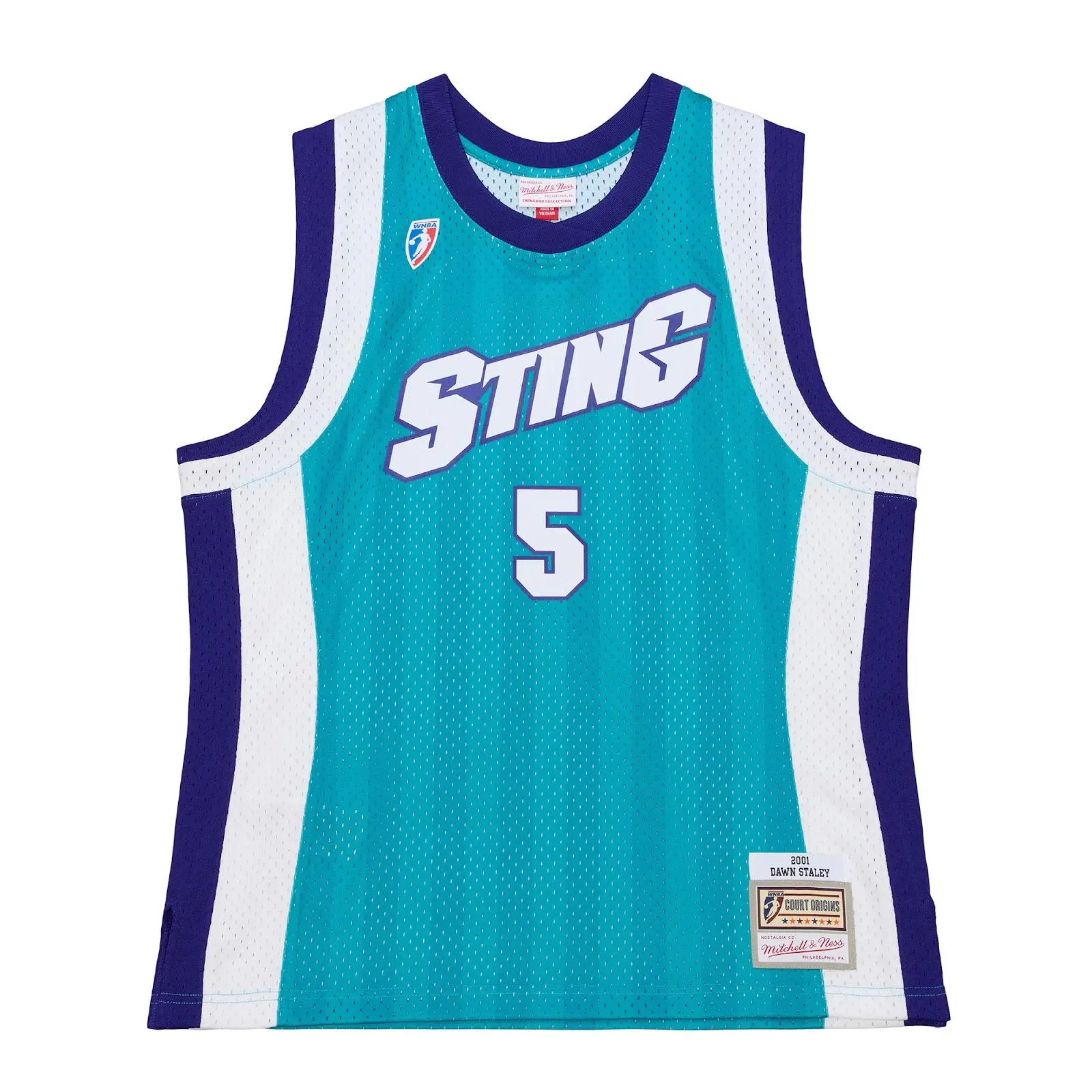 Mitchell & Ness Dawn Staley Charlotte Sting 2001 Teal Swingman Jersey, Featuring Team Graphic