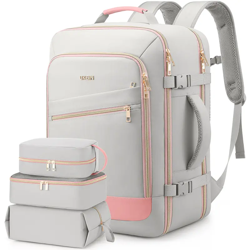 UKEIN 40L Colorblock Carry-On Backpack – Airline Approved Weekender Bag with 3 Packing Cubes, TSA Lock, Waterproof Laptop Compartment, Perfect Travel Gift Organized Daypack, Airport Backpack, Convertible Backpack tiktokshopbacktoschool