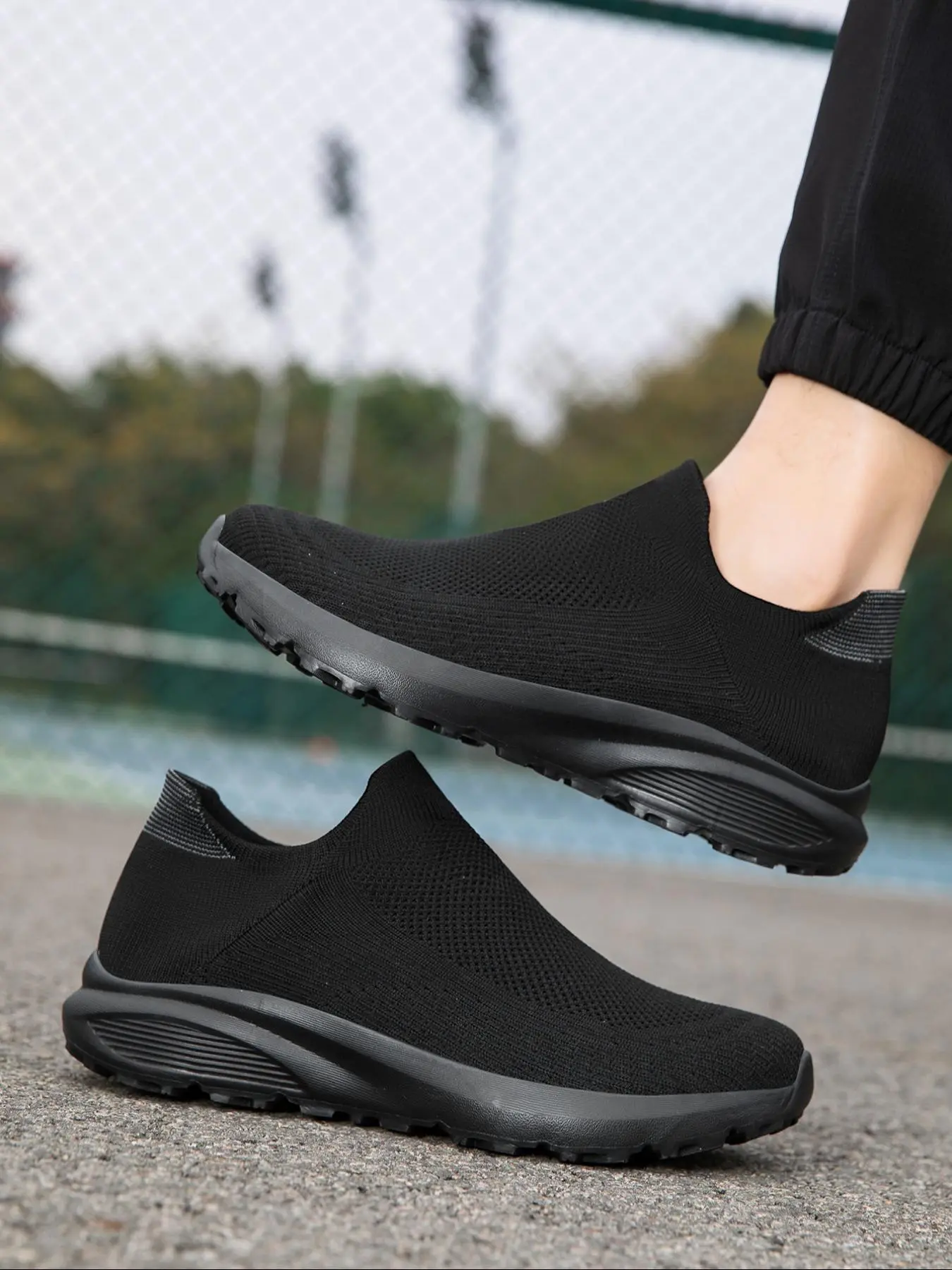 Men's Solid Color Slip on Sneakers, Casual Breathable Comfortable Sports Running Shoes, Male All-match Round Toe Shoes for Daily Wear
