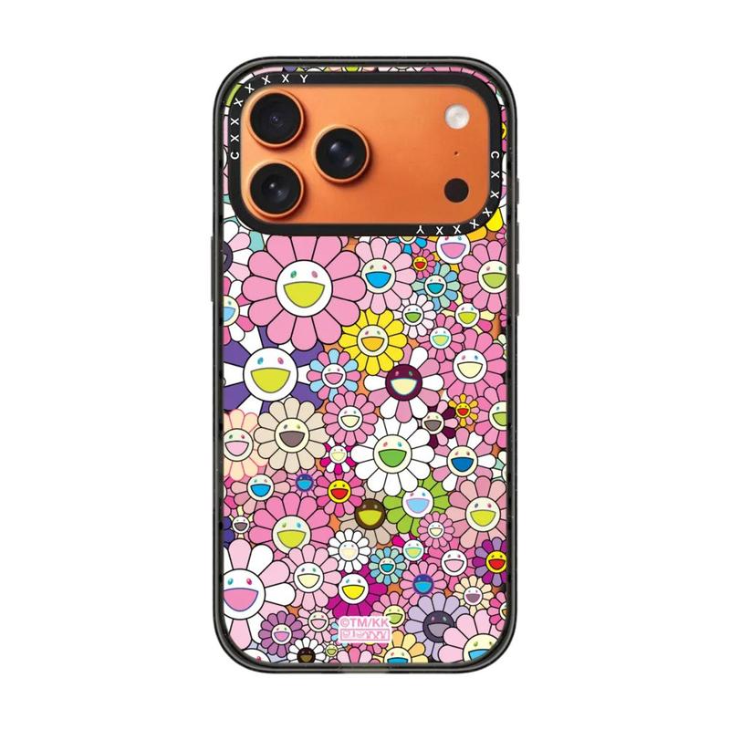 Casetify Art Sunflower iPhone Case, Trendy Collaboration Phone Cover, Murakami Style Design, Shockproof Anti Drop Protective Case