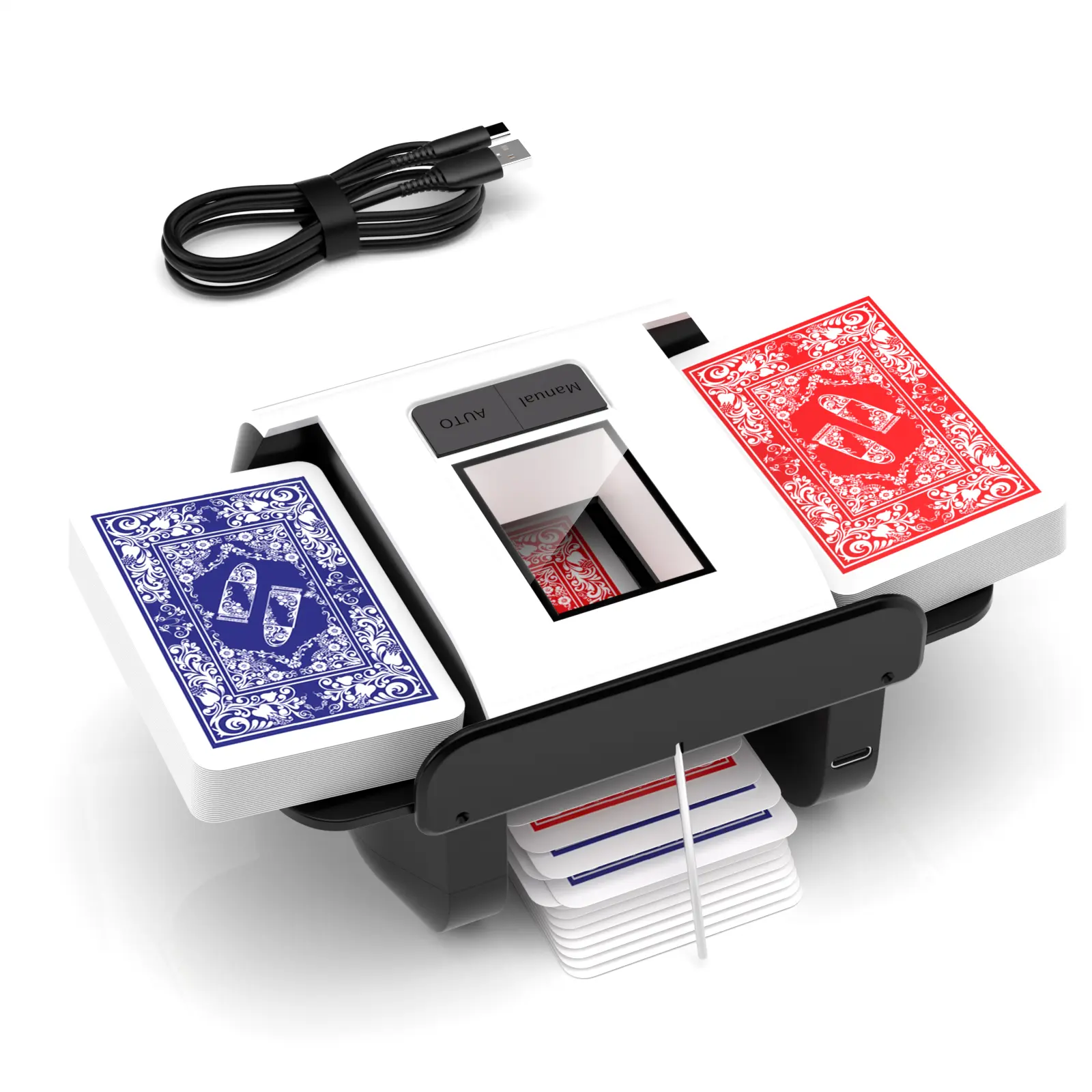 Rechargeable Automatic Card Shuffler for 1-2 Decks, Electric Card Games Shuffler Machine with Auto & Manual Modes - Ideal for Poker, Mahjong, Casino Use