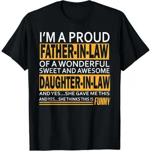 Men's Letter Print Round Neck Tee Proud Father-in-law Father's Day Gift from Daughter-in-law T-Shirt