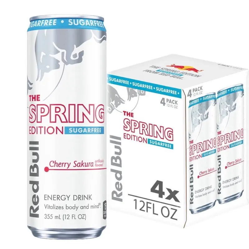 Red Bull Spring Edition Sugarfree Energy Drink,  Cherry Sakura,  12 fl. oz.,  Pack of 4