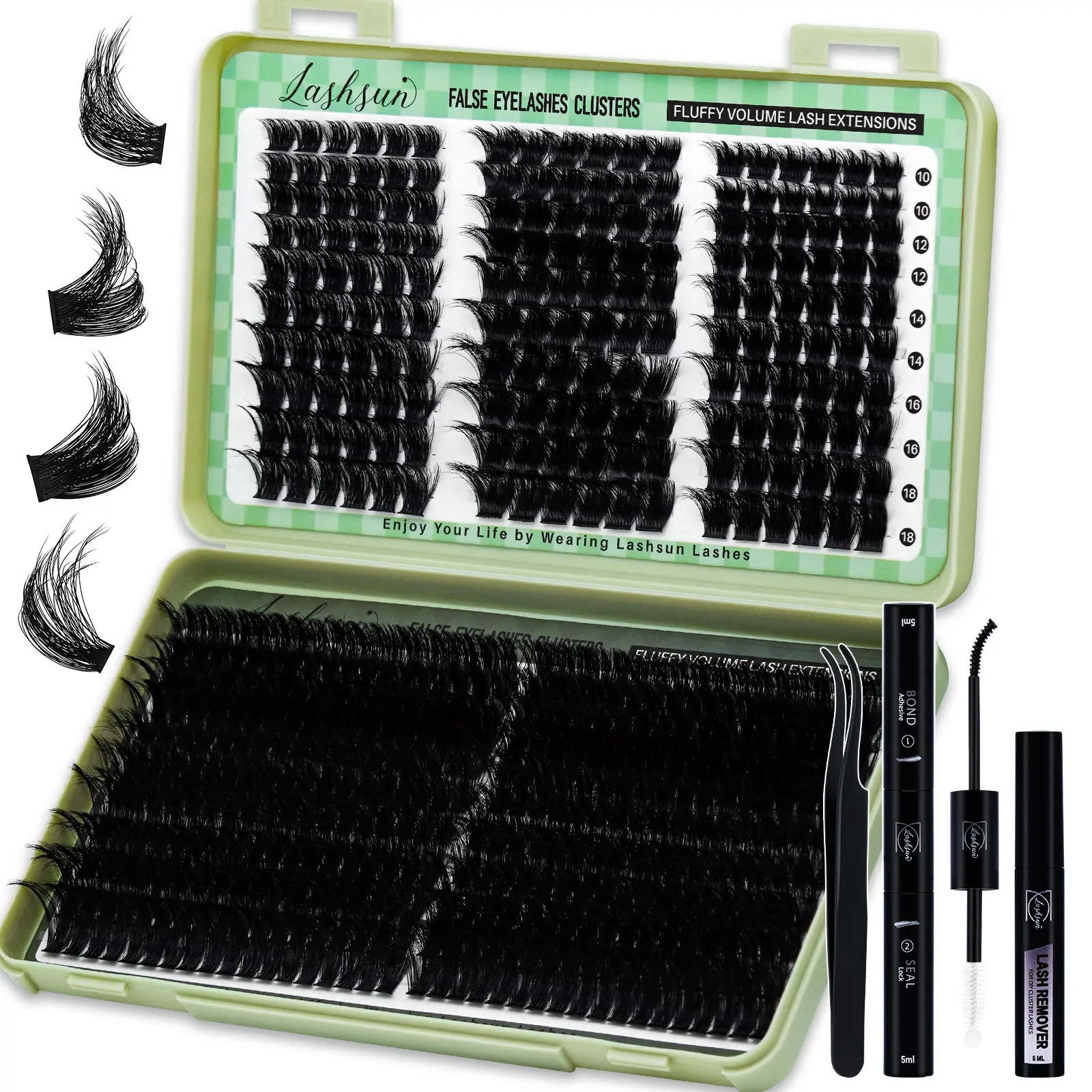 540 Pcs D Curl 4 styles 10-18mm/14-22mm Mixed Length MULTILAYER 3D EFFECT Volume Cluster Lashes Kit Soft And Comfortable False Eyelashes Long-Lasting Lashes Kit With Lash Bond&Seal Lash Remover And Tweezers Eyelash At Home For Daily Life&Dates And Party
